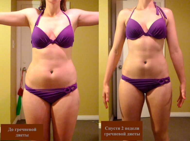 Photos before and after buckwheat diet